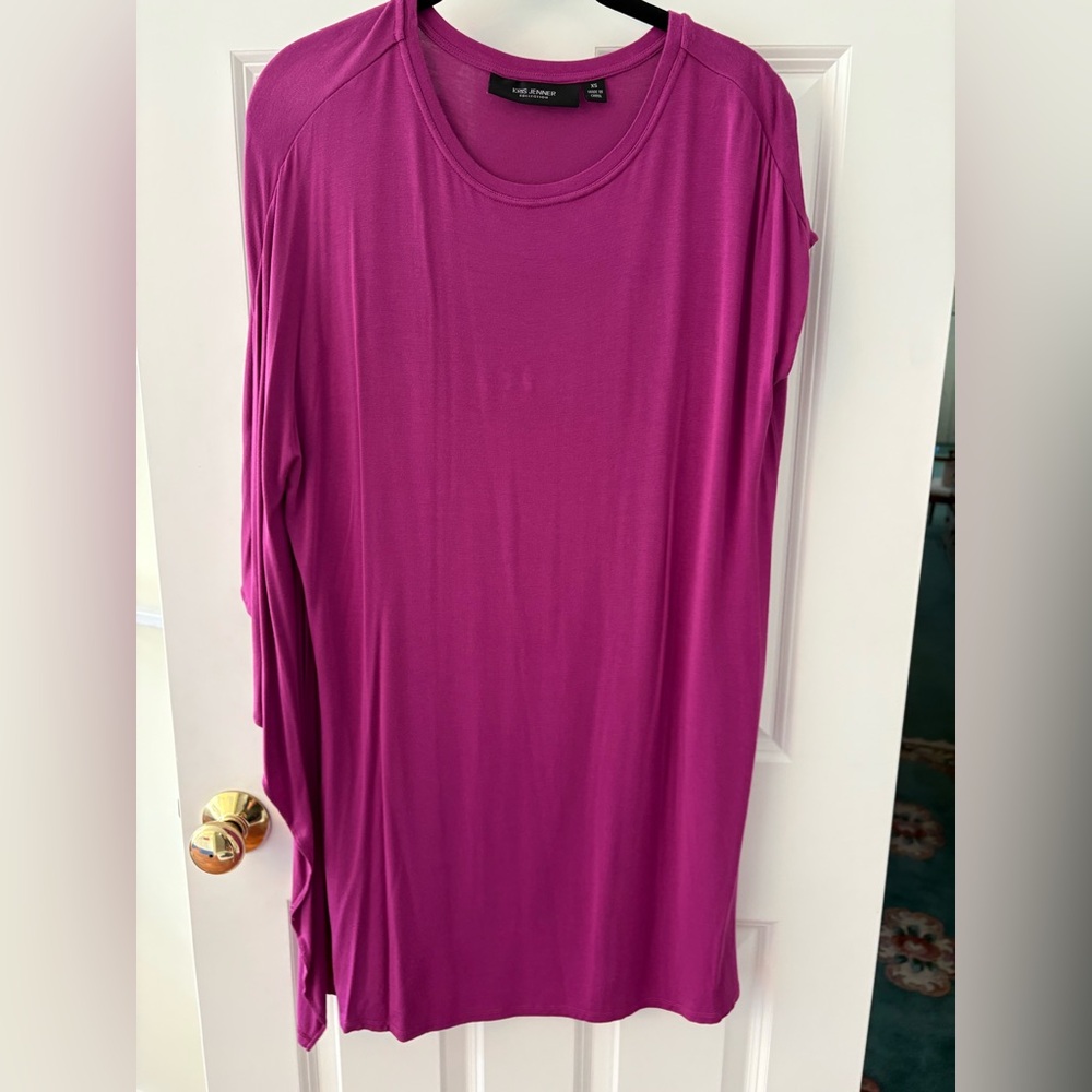 Kris Jenner Raspberry Colored Dress With Draped Sleeve NWOT